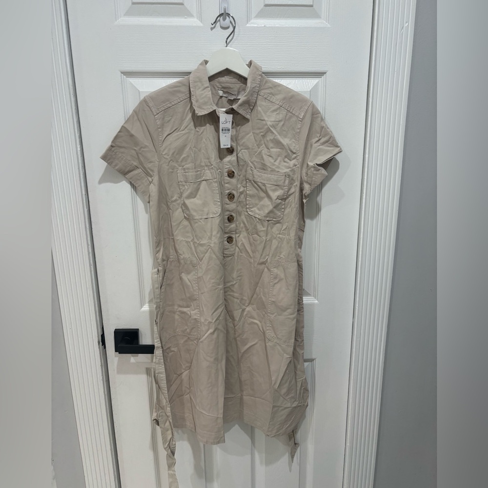LOFT Utility Shirtdress size M, tan